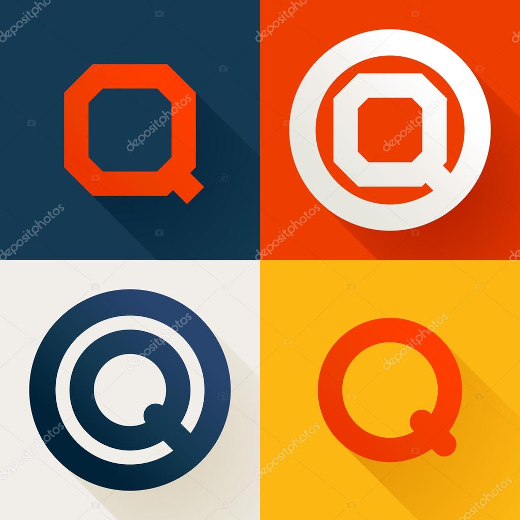 Q letter line logo set
