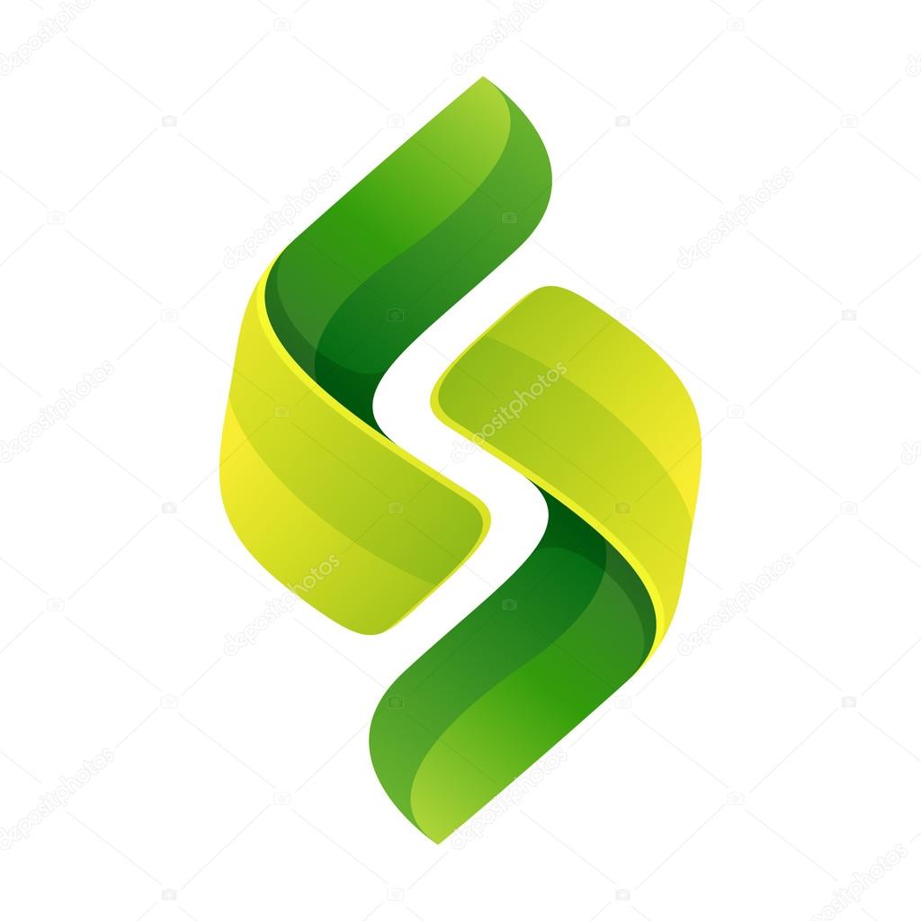 Abstract green leaf sphere logo. High quality eco vector template.