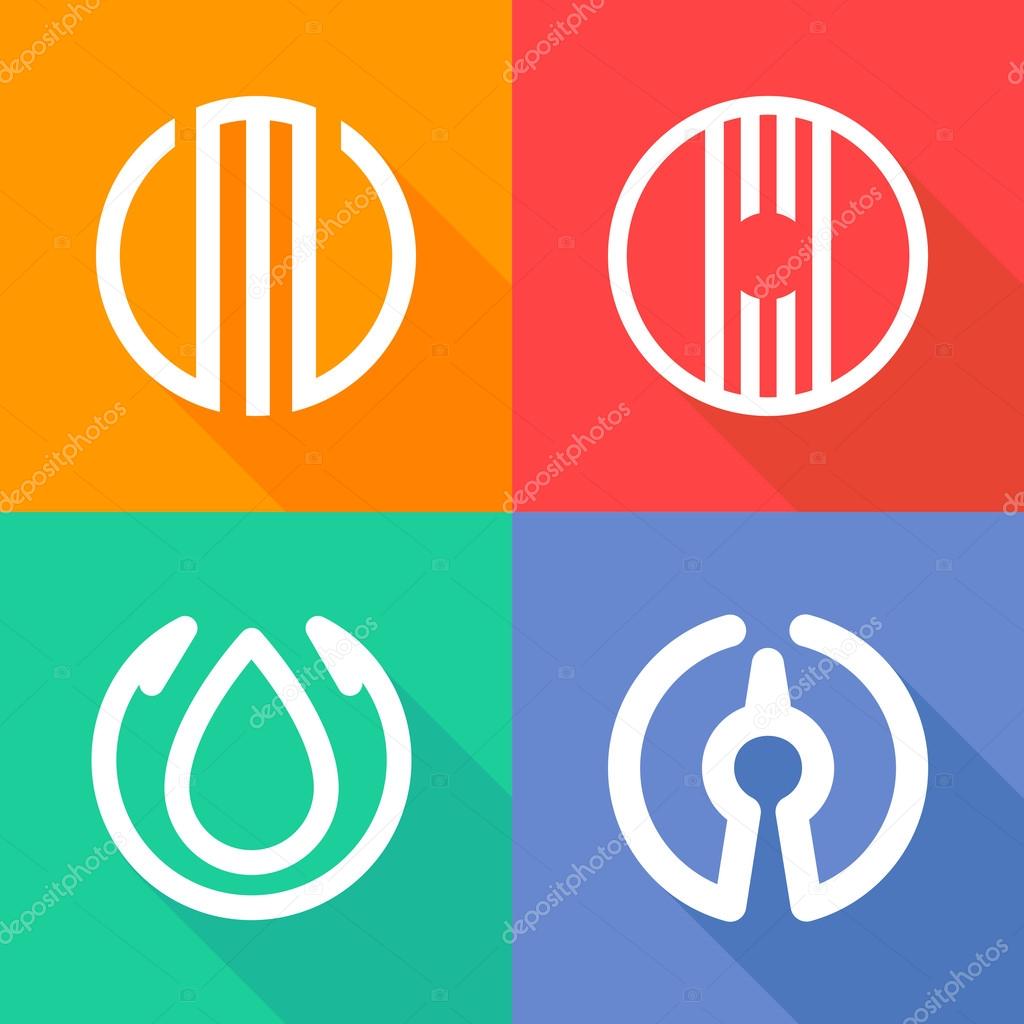 Abstract circle logos set, o letter logo, design template element
