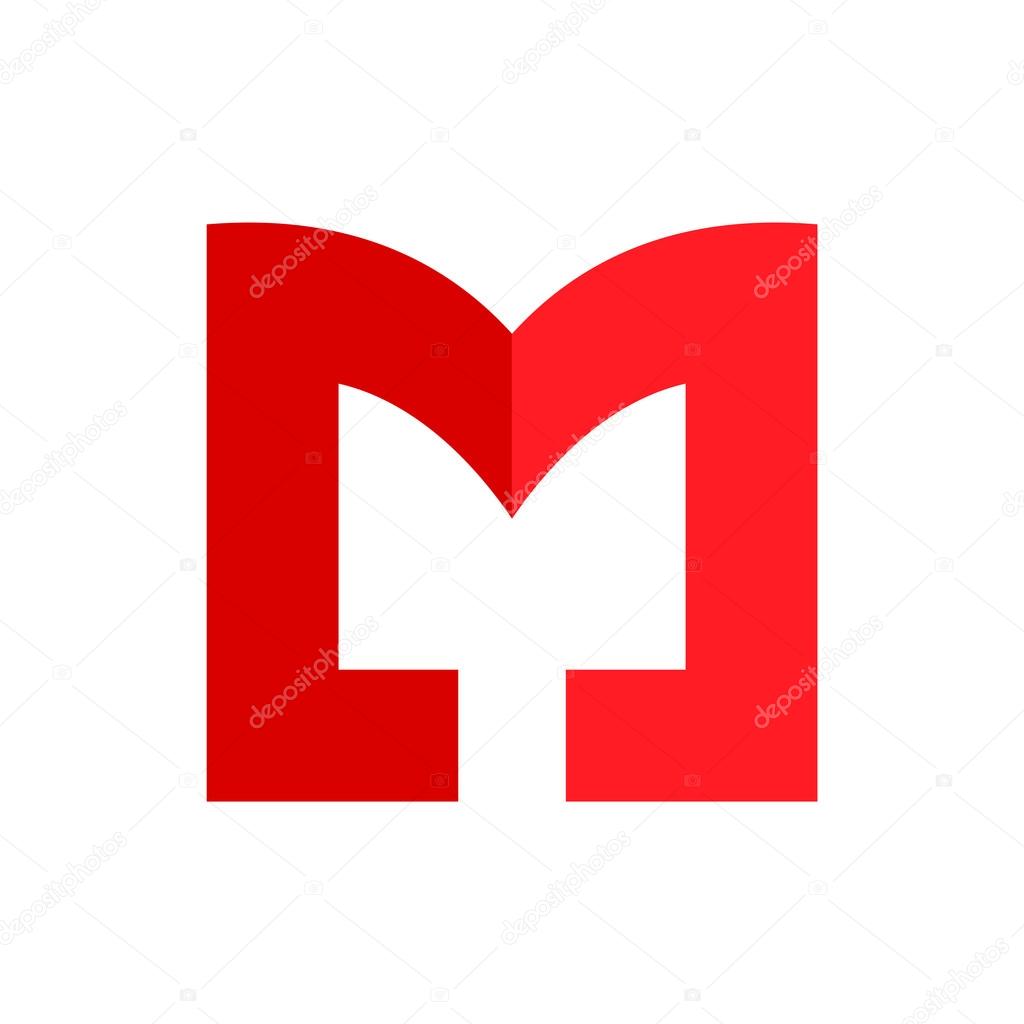 M letter line logo, flat vector design template element