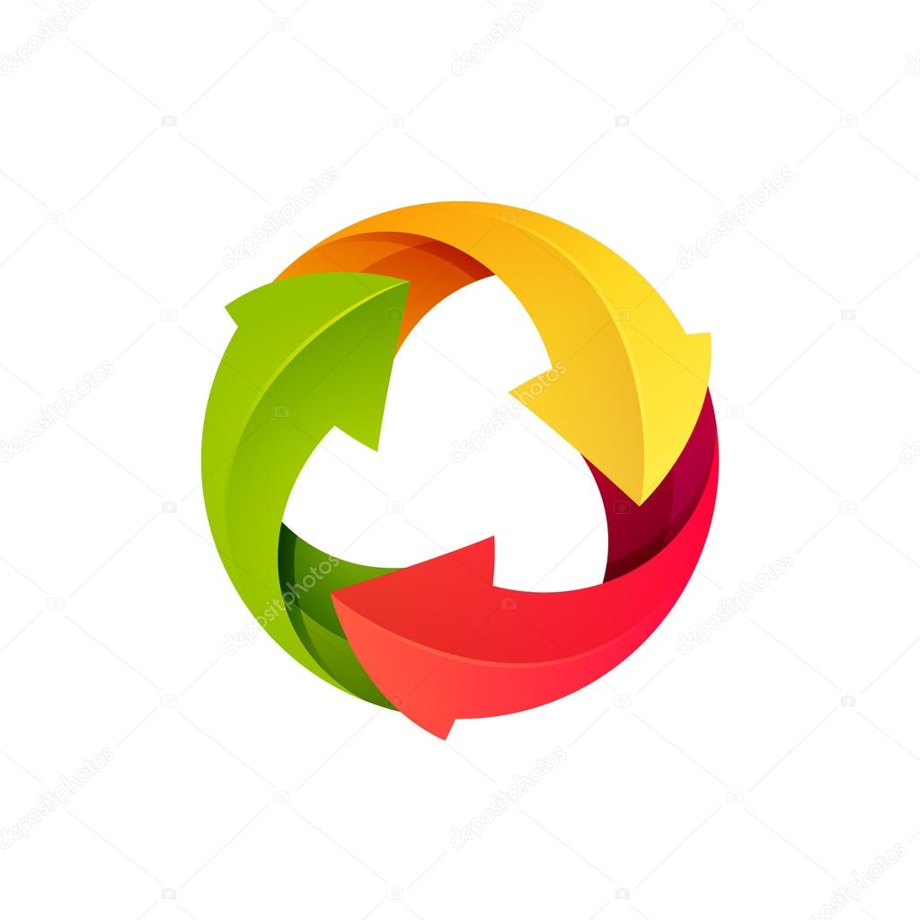 Recycle symbol or sign of arrows refresh, reload, rotation, packaging, loop sphere logo. Vector illustration design elements.Infinite loop.