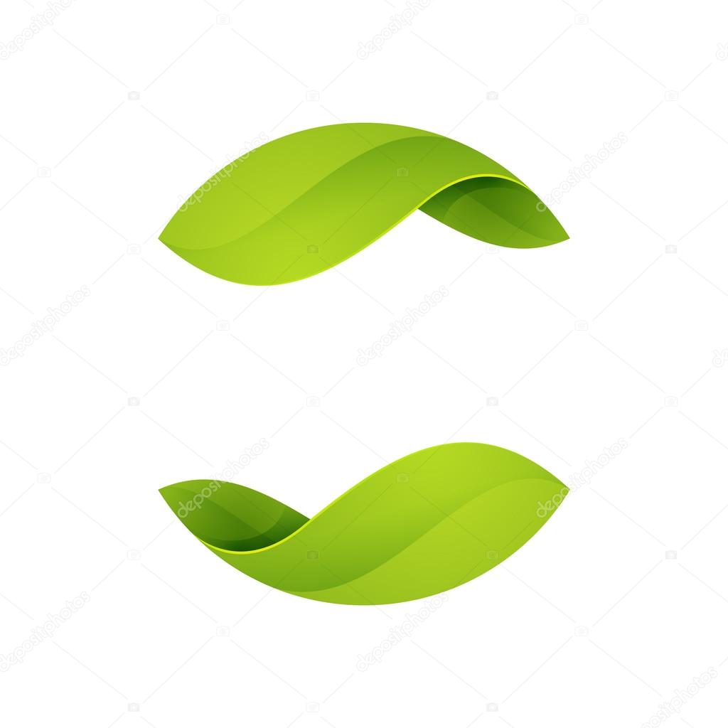 Abstract green leaf sphere logo. High quality eco vector template.
