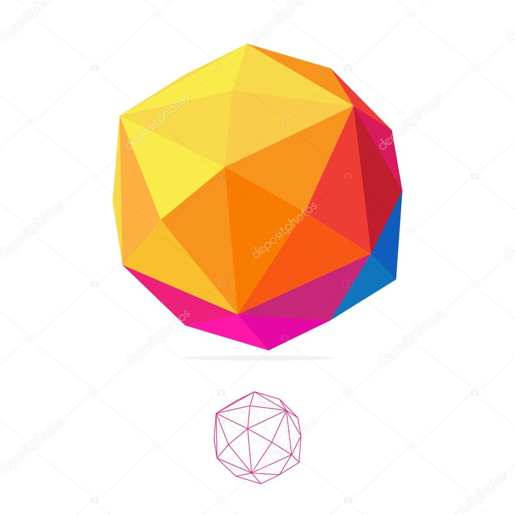 Abstract Vector polygon logo, low poly sphere. Vector template.