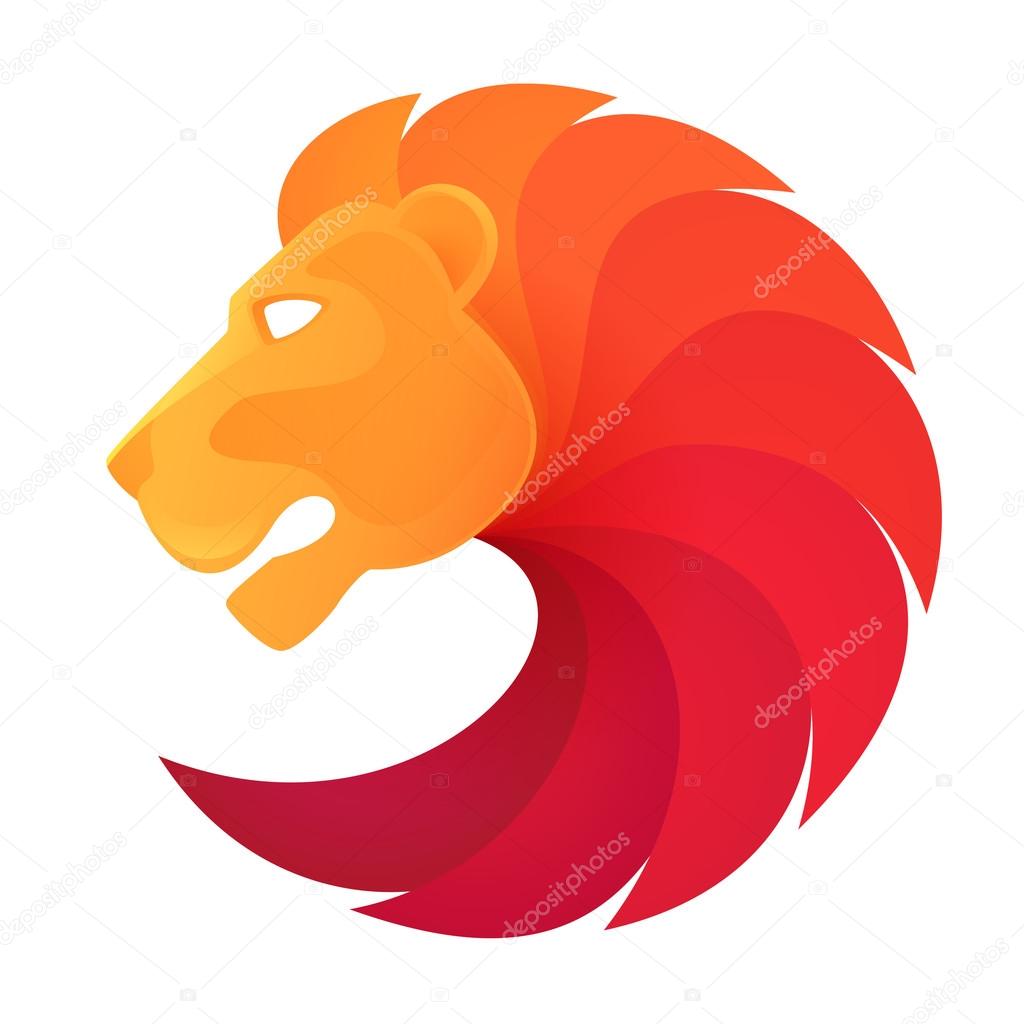 Lion head volume logo, vector