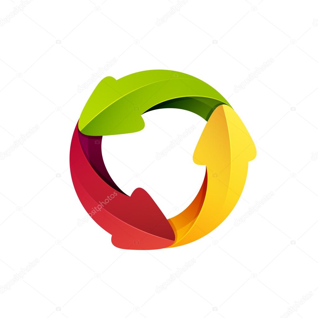 Recycle symbol or sign of arrows refresh, reload, rotation, packaging, loop sphere logo. Vector illustration design elements.Infinite loop.
