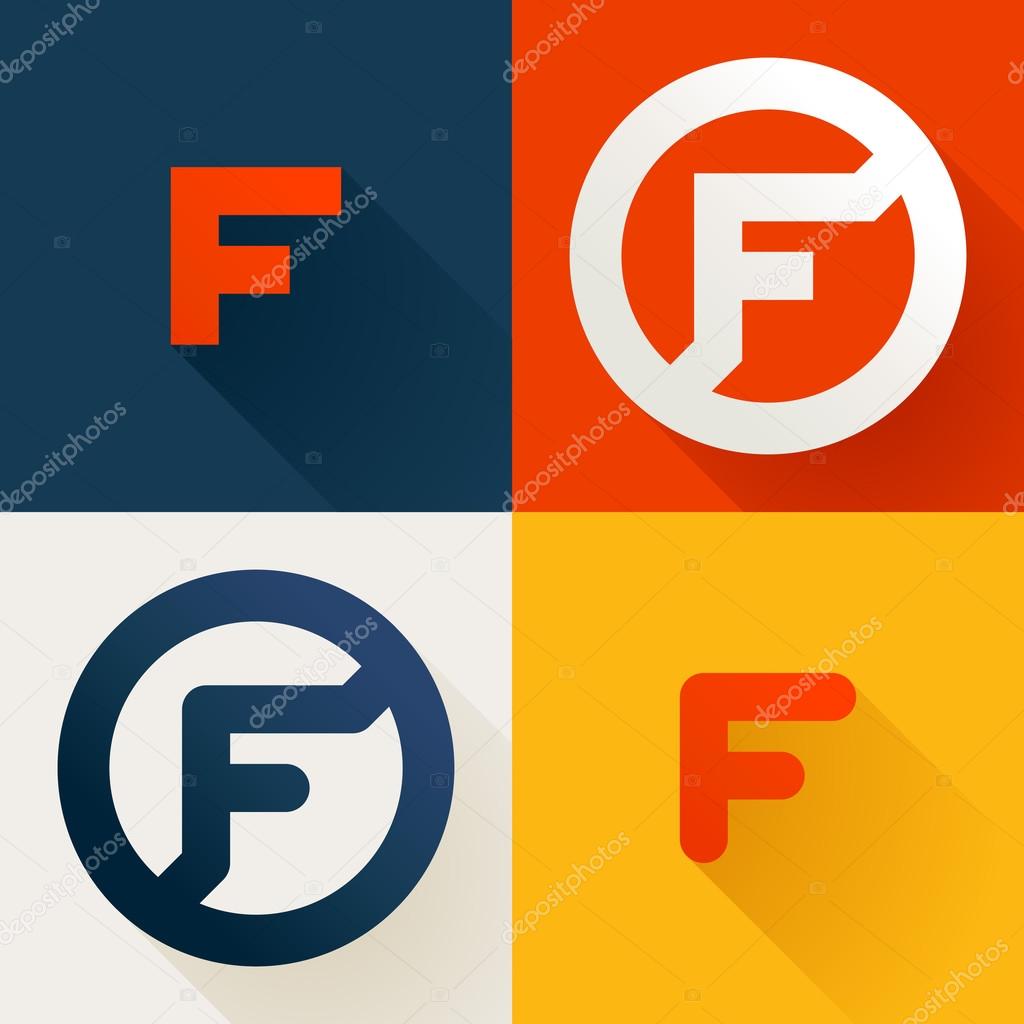 F letter line logo set, design template elements