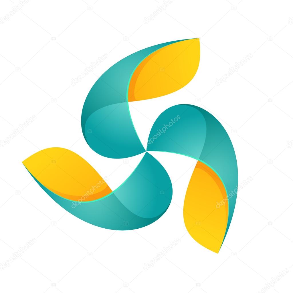 Abstract triangle rotation logo, volume icon design template element. Infinite loop.