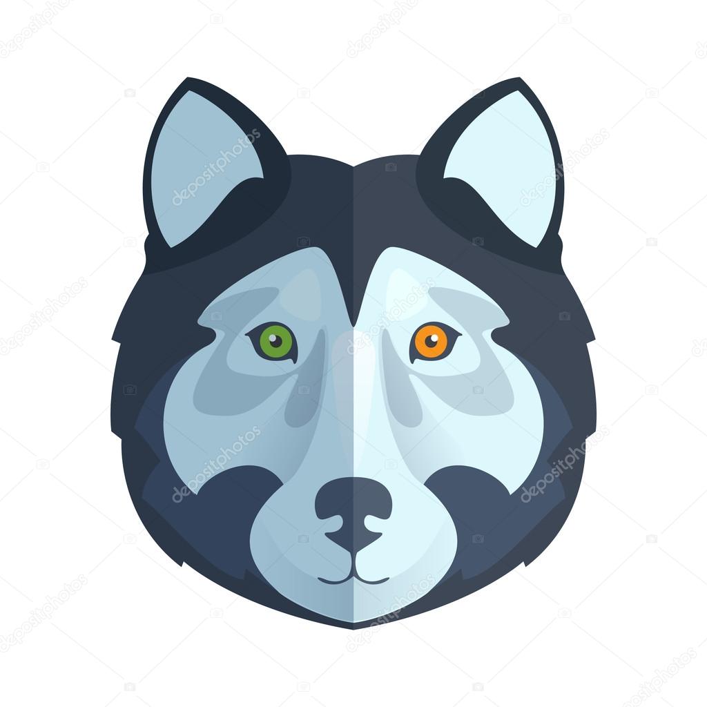 Husky or wolf head flat logo vector for a sport team