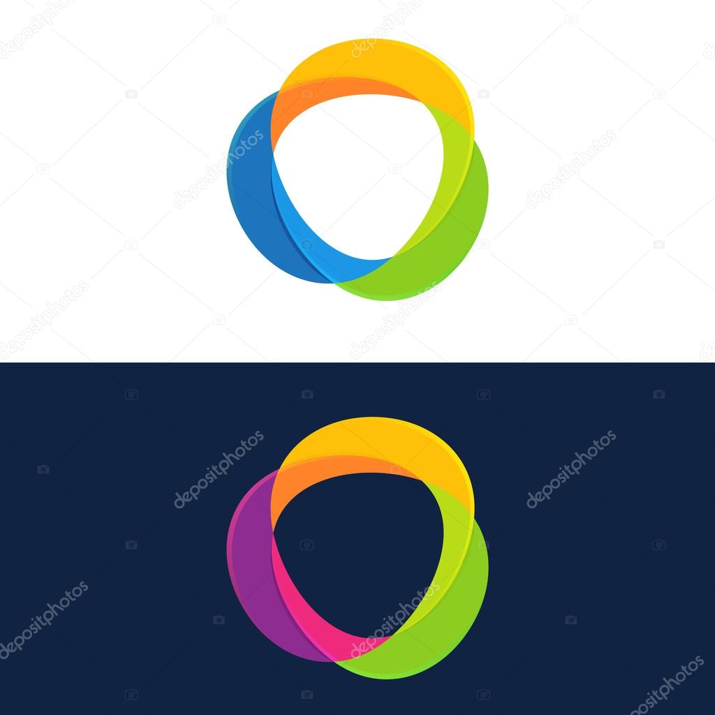 Abstract circle logo set,dark and white side