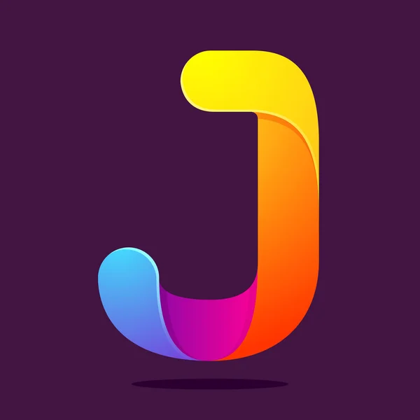 J letter one line colorful logo — 스톡 벡터