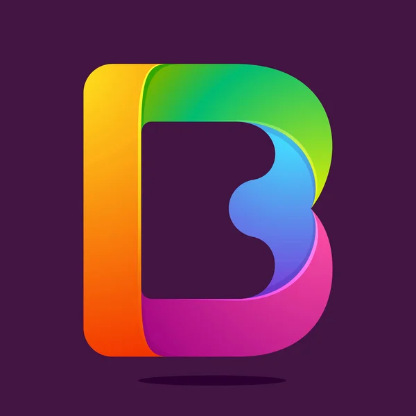 B lettre une ligne logo coloré — Image vectorielle