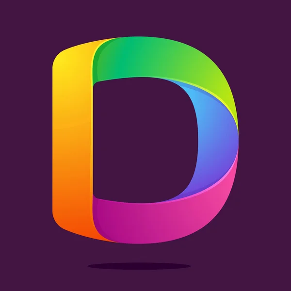 D lettre une ligne logo coloré — Image vectorielle