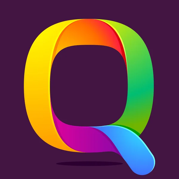 Q brief één lijn kleurrijke logo — Stockvector