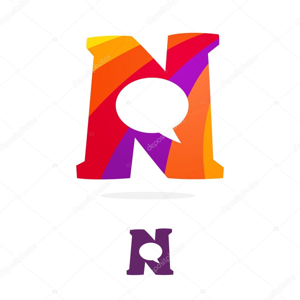 N  letter logo, speech bubble space volume vector icon