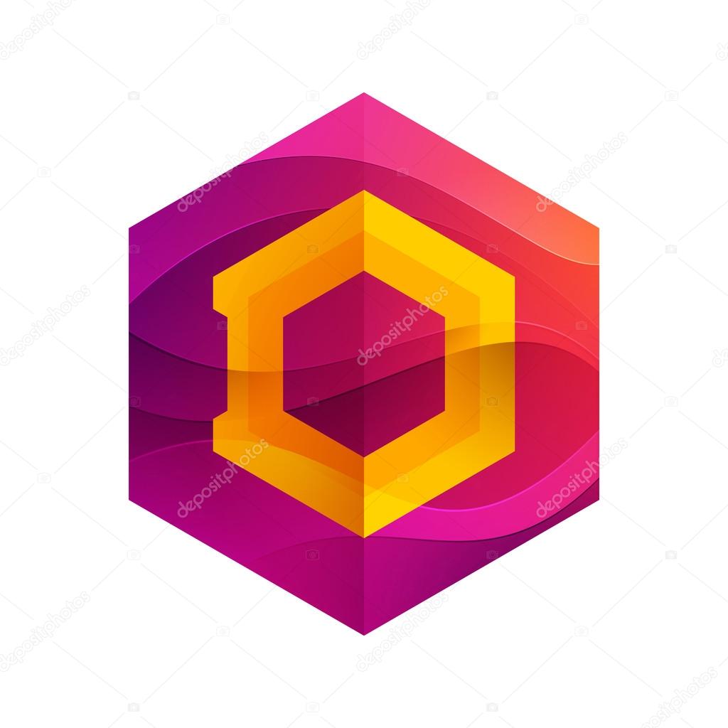 D letter mist or waves hexagon volume logo, vector design template elements