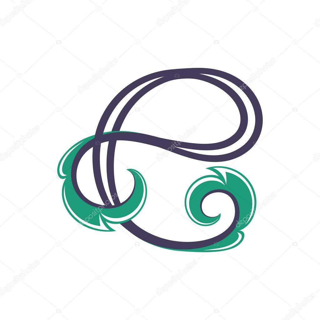 E letter template. Floral vintage style label, logo, icon design template element. This vector monogram can be used as trademark or a print on fabric.