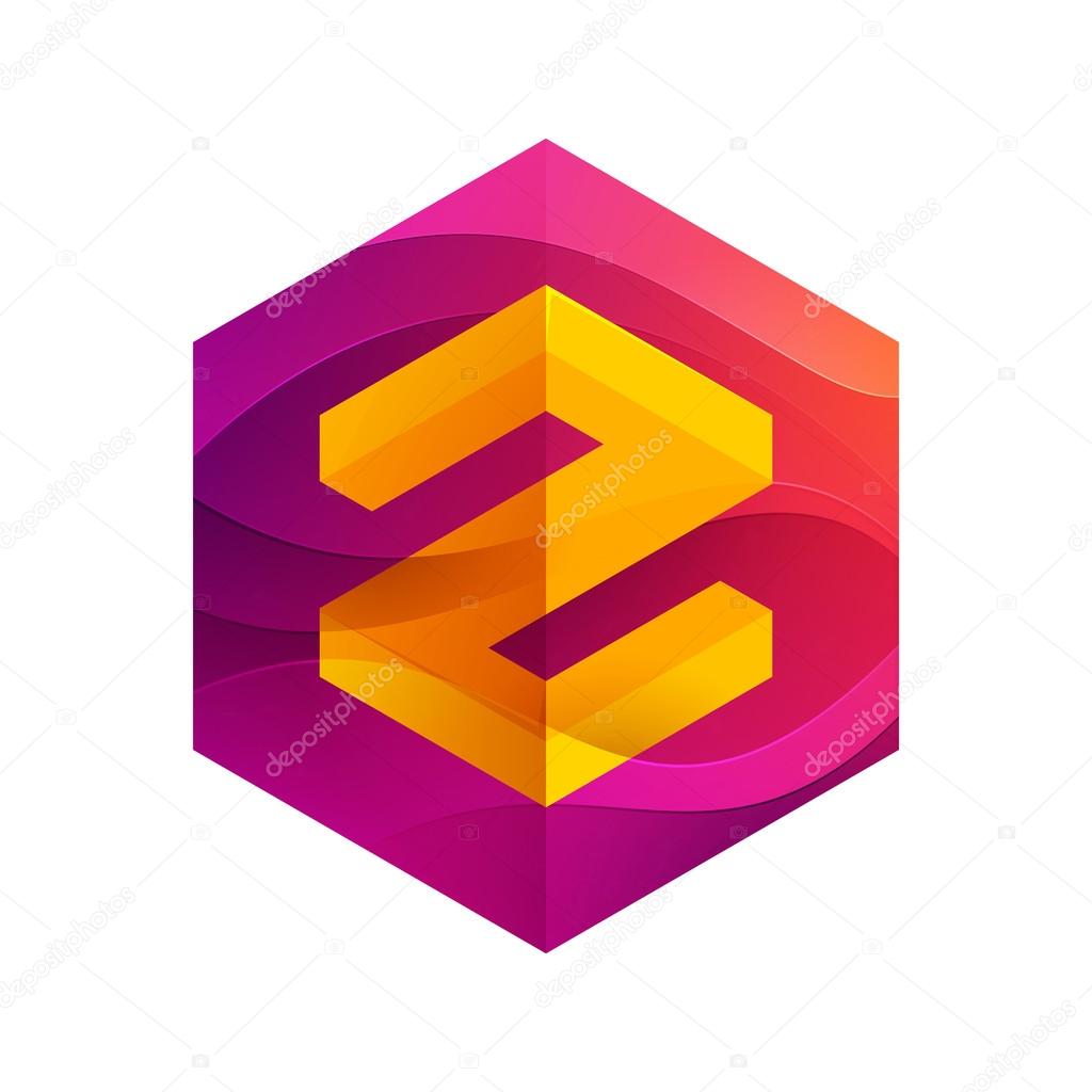 Z letter mist or waves hexagon volume logo, vector design template elements