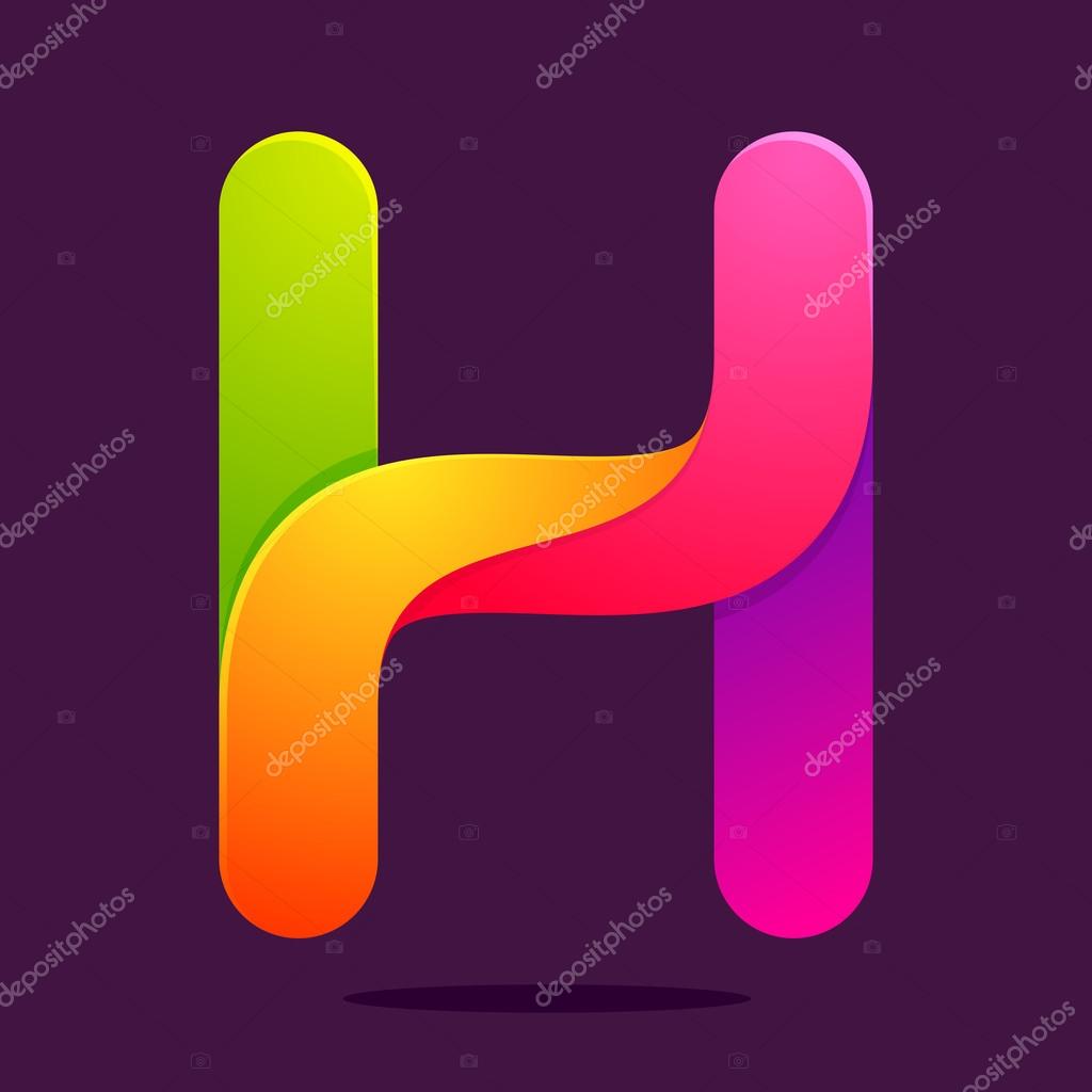 H letter one line colorful logo, vector design template elements an icon for your application or company