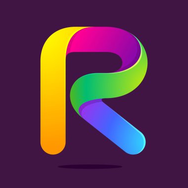 R harfi bir satır renkli logo