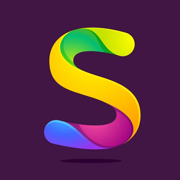 S буква одна строка цветной логотип — стоковый вектор