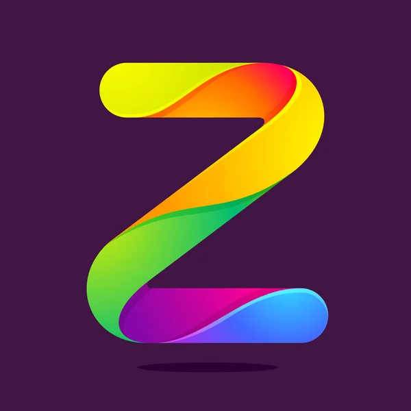 Z letter one line colorful logo — Stock Vector