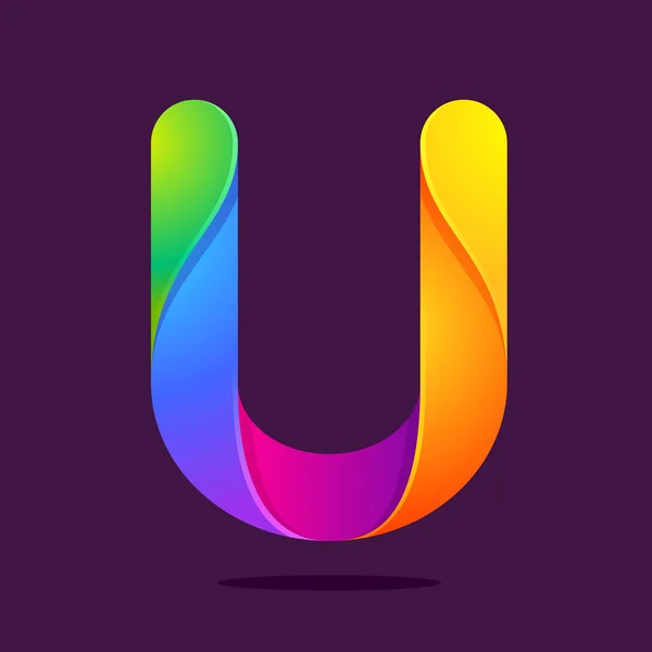 U letra una línea colorido logotipo — Vector de stock