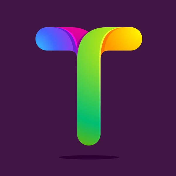 T の文字が 1 つの行のカラフルなロゴ — ストックベクタ