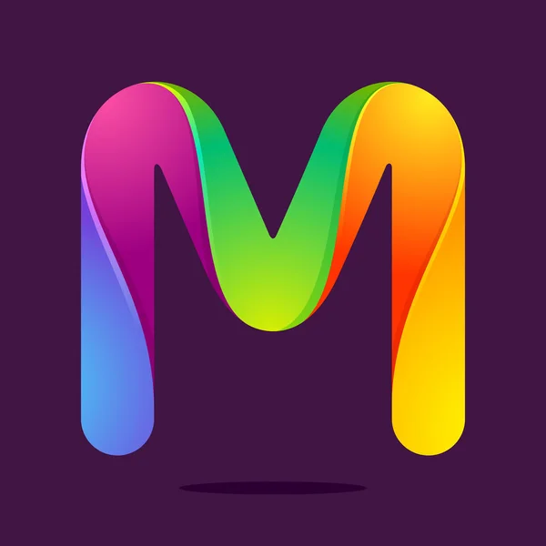 M letra una línea colorido logotipo — Vector de stock