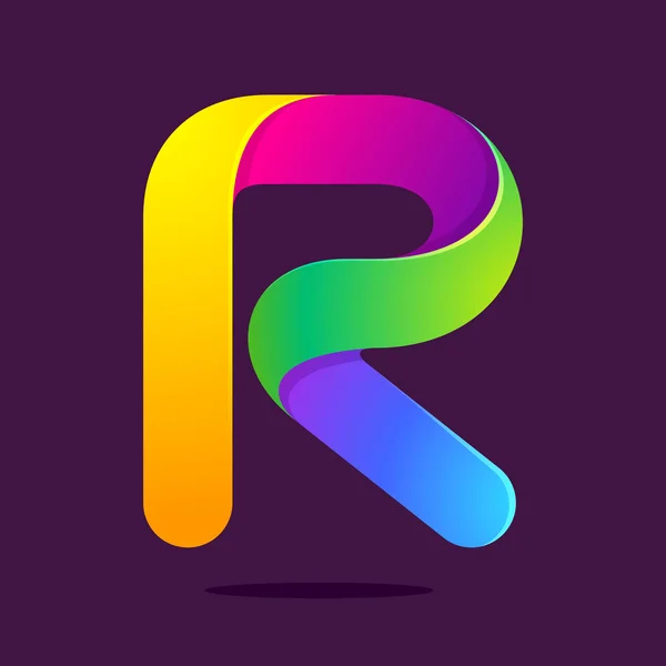 R harfi bir satır renkli logo — Stok Vektör