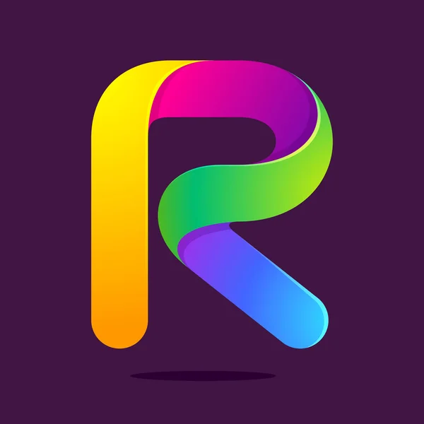 R letra una línea colorido logotipo — Vector de stock