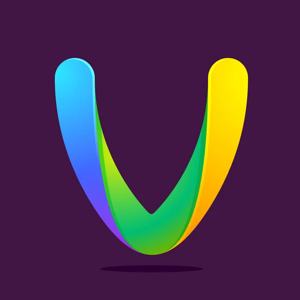 V brief één lijn kleurrijke logo — Stockvector