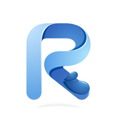 R letter with water waves