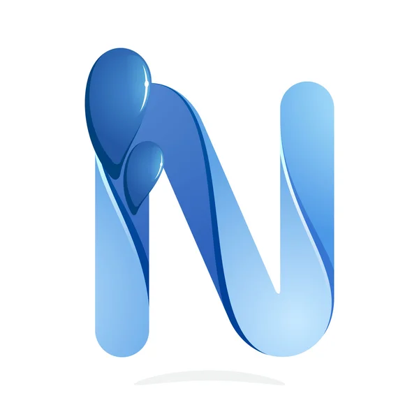 N letter with water waves — 图库矢量图片