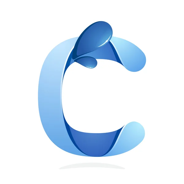 C letter with water waves — ストックベクタ