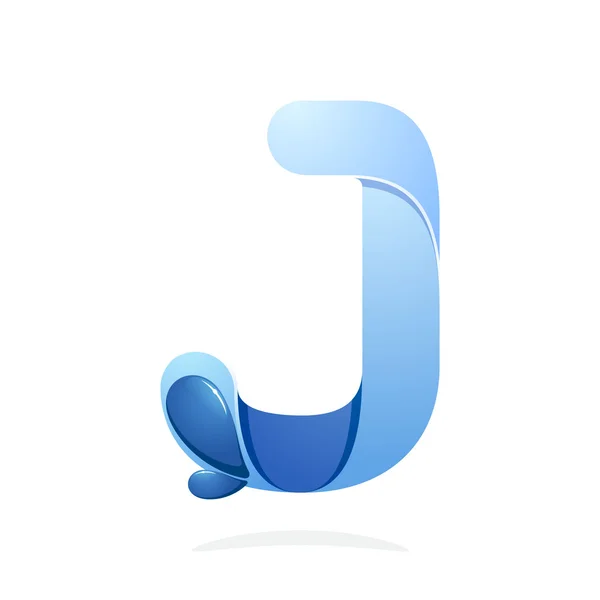 J letter with water waves — 스톡 벡터