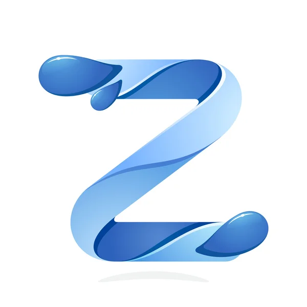 Z letter with water waves — ストックベクタ