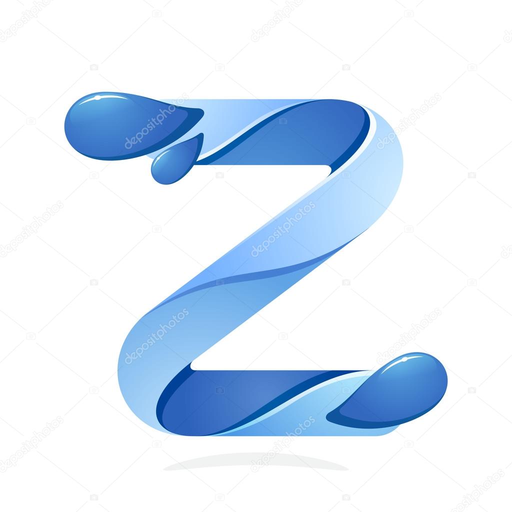 Z letter with water waves