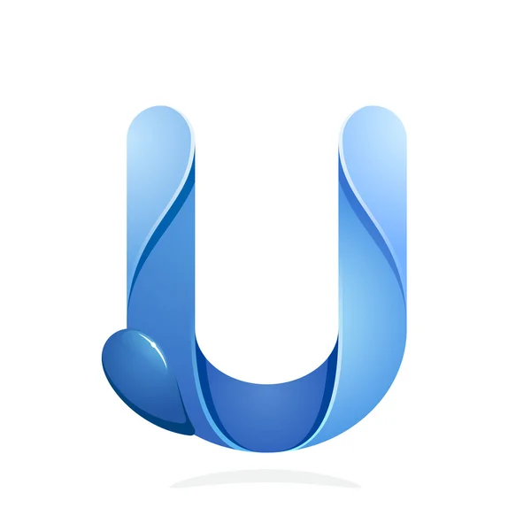 U letter with water waves — Stockvector