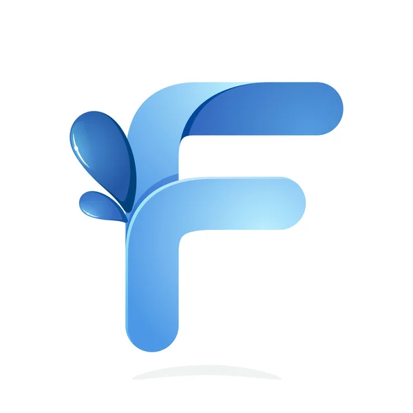 F letter with water waves — 图库矢量图片