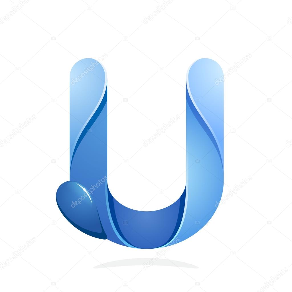 U letter with water waves