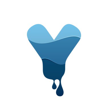 Y letter logo with blue water and drops. clipart