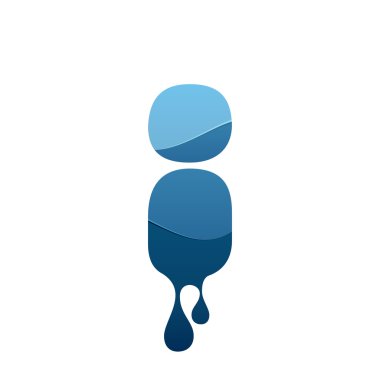 I letter logo with blue water and drops. clipart