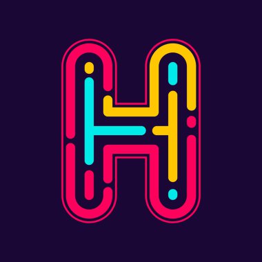 H letter logo with neon lines