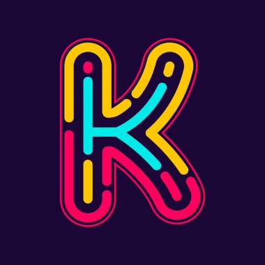 K letter logo with neon lines
