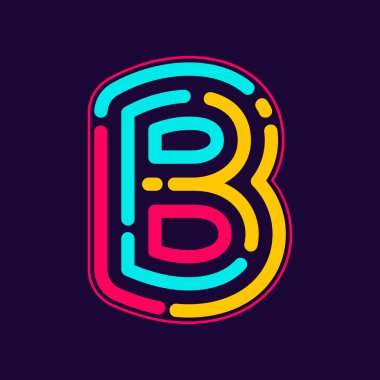 B letter logo with neon lines