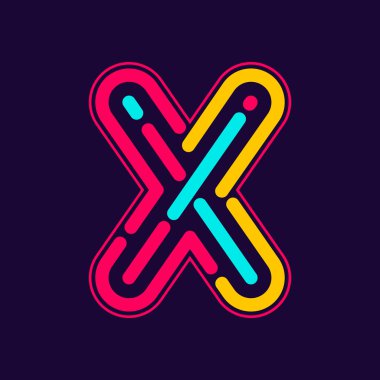 X letter logo with neon lines