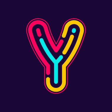 Y letter logo with neon lines