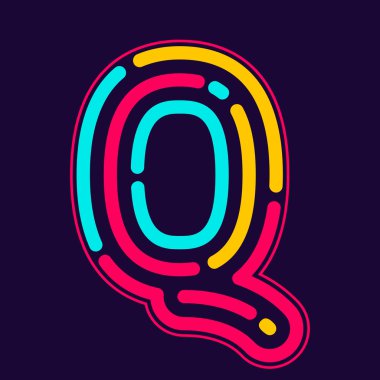 Q letter logo with neon lines