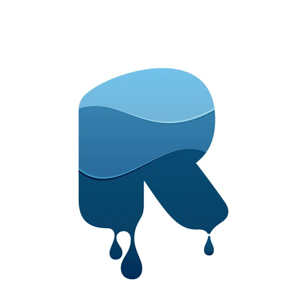 Logotipo de letra R con agua azul y gotas . — Archivo Imágenes Vectoriales