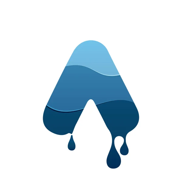 Dopis logo s modrou vodou a kapky. — Stockový vektor